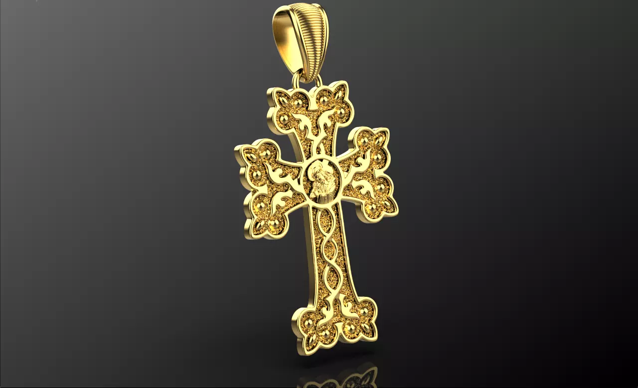 Armenian cross pendant necklace 07 3D print model