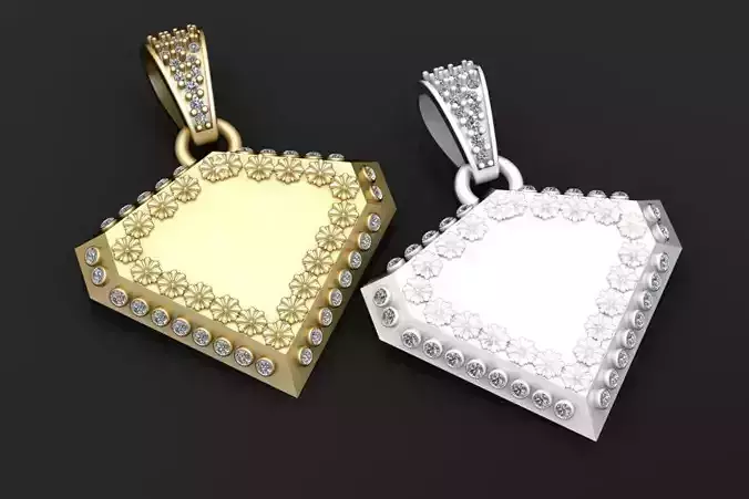 gold floral pendant  3D printable model 