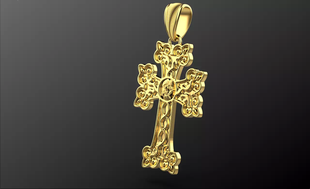 Armenian cross pendant necklace 08 3D print model