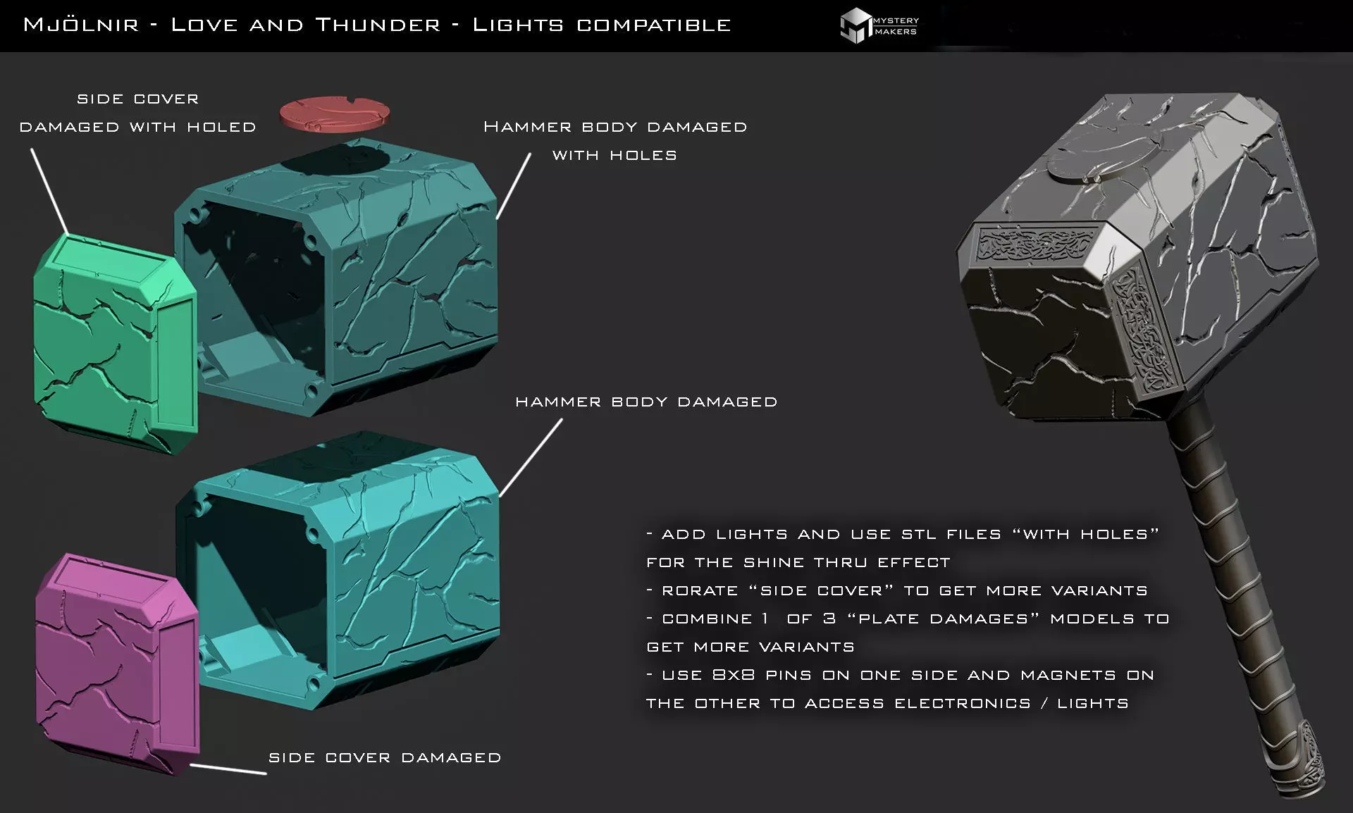 Mjolnir from Thor and Love and Thunder 3D print model_4