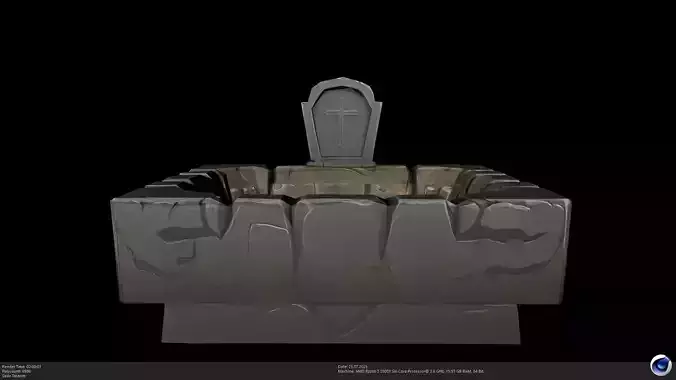 Stylized Tomb with Headstone 3D Model - AI Low-poly 3D model