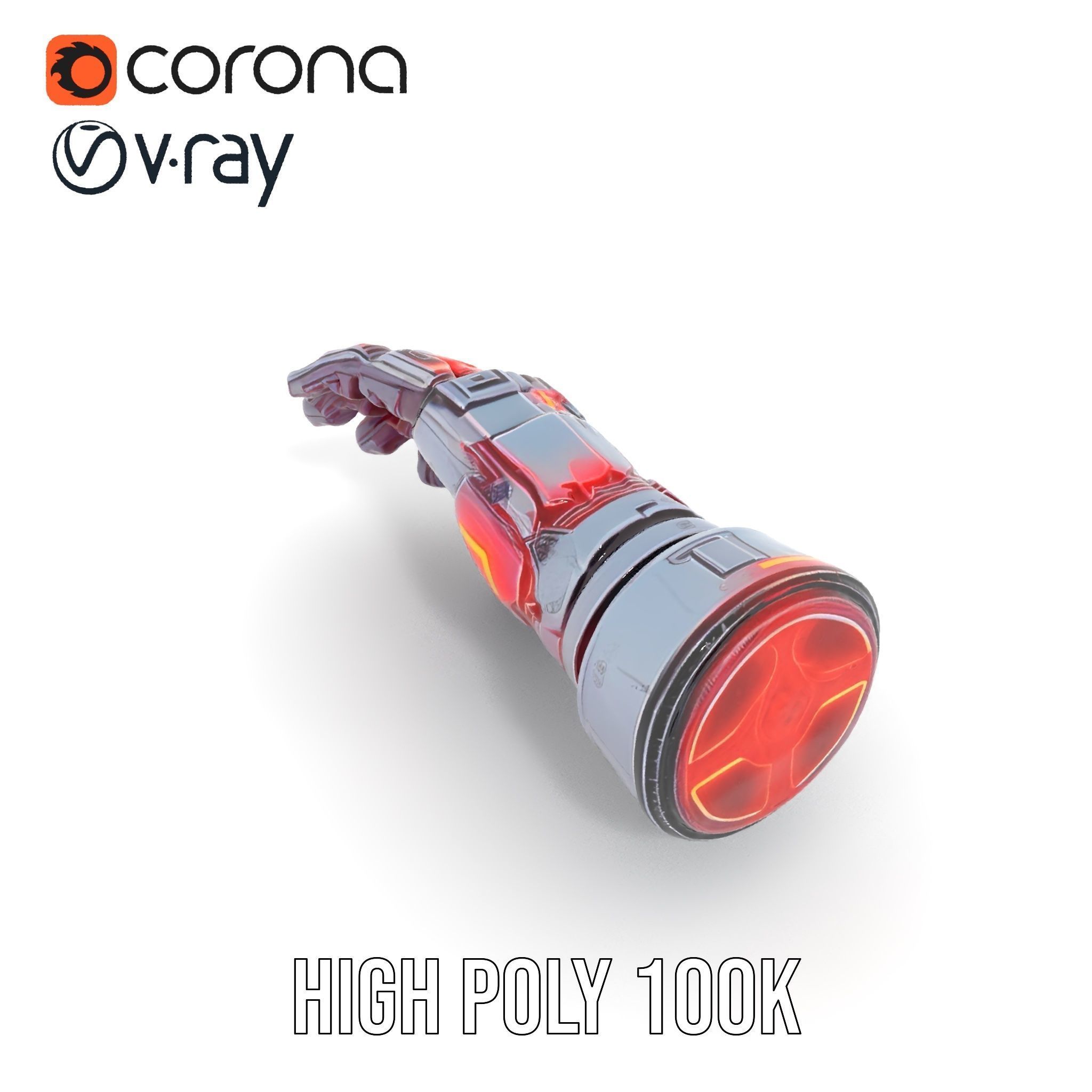 Futuristic Robotic Arm with LED Highlights Model Pack Low-poly 3D model_20