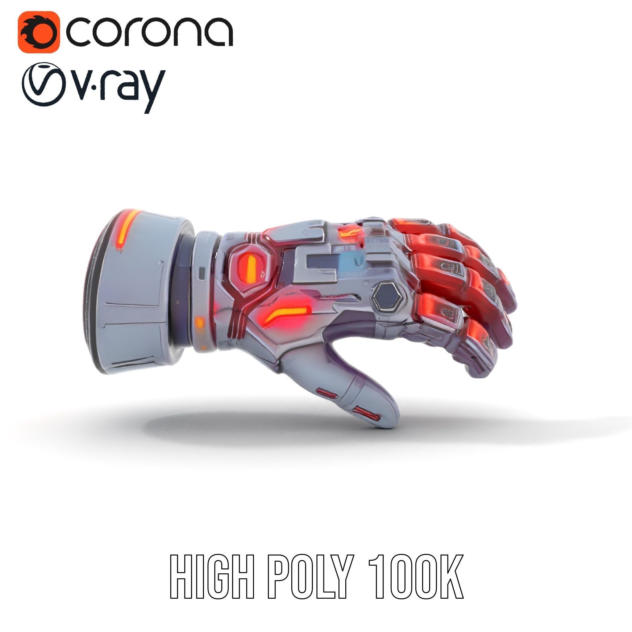 Futuristic Robotic Arm with LED Highlights Model Pack Low-poly 3D model_26