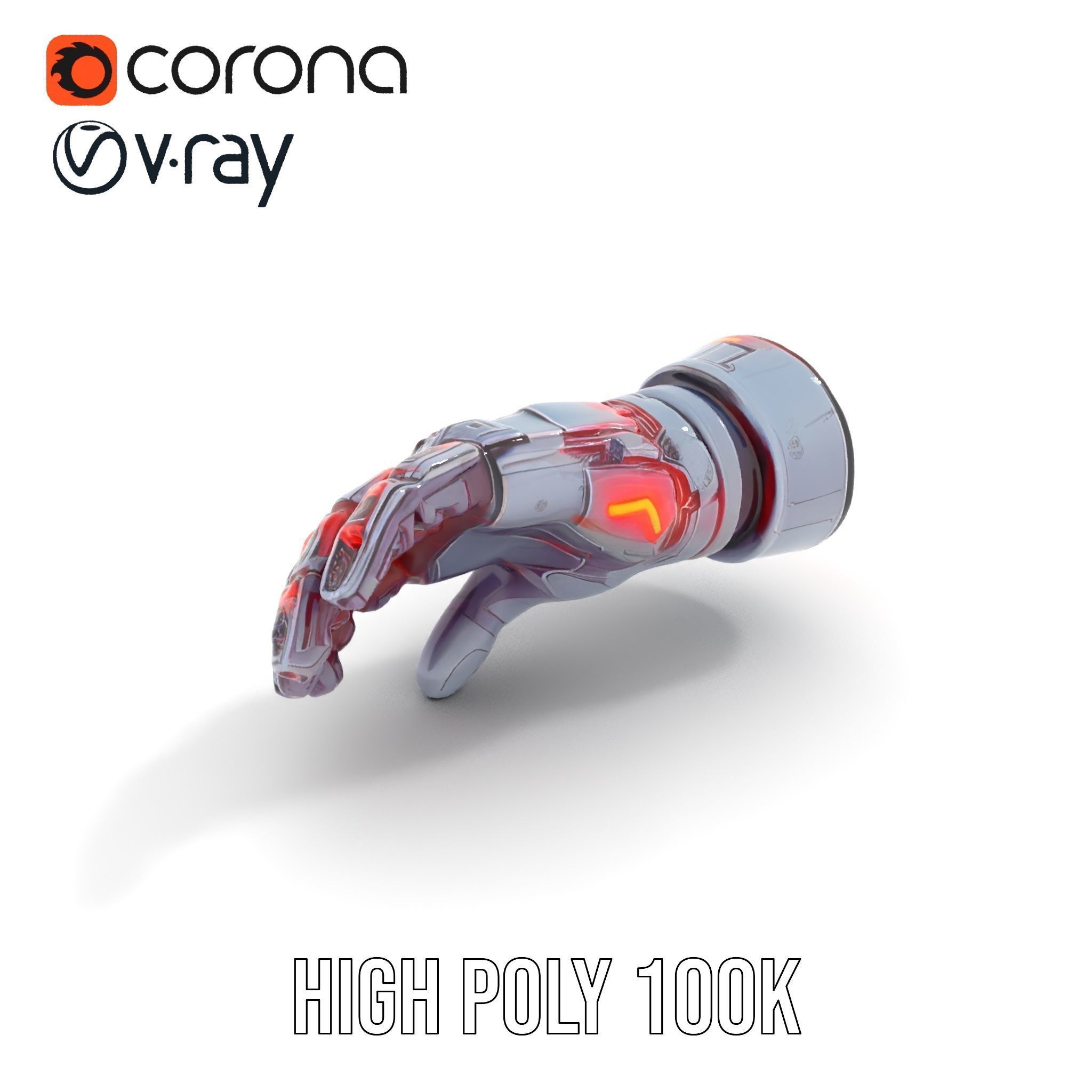 Futuristic Robotic Arm with LED Highlights Model Pack Low-poly 3D model_17