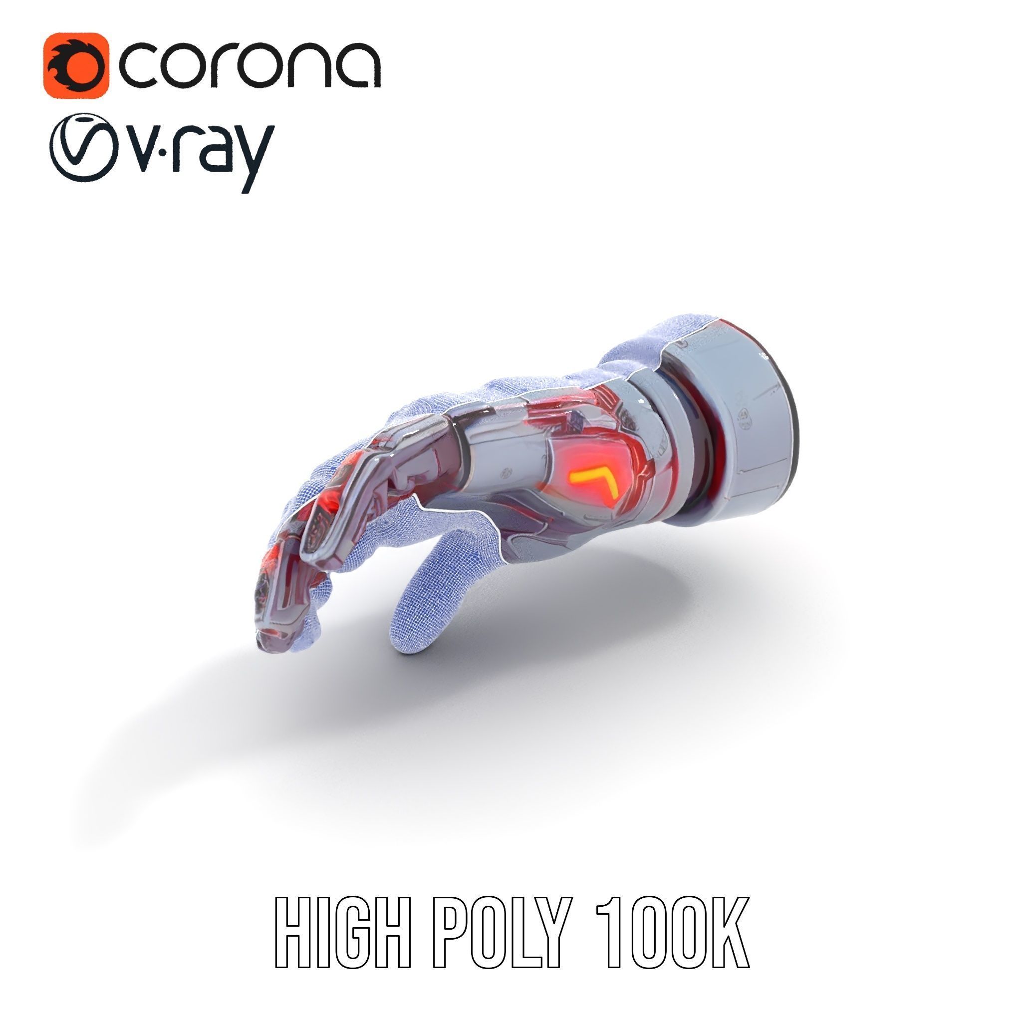 Futuristic Robotic Arm with LED Highlights Model Pack Low-poly 3D model_29