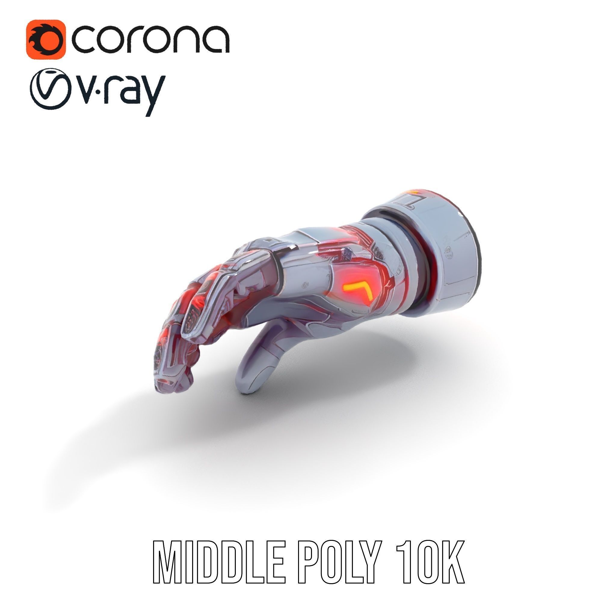 Futuristic Robotic Arm with LED Highlights Model Pack Low-poly 3D model_5
