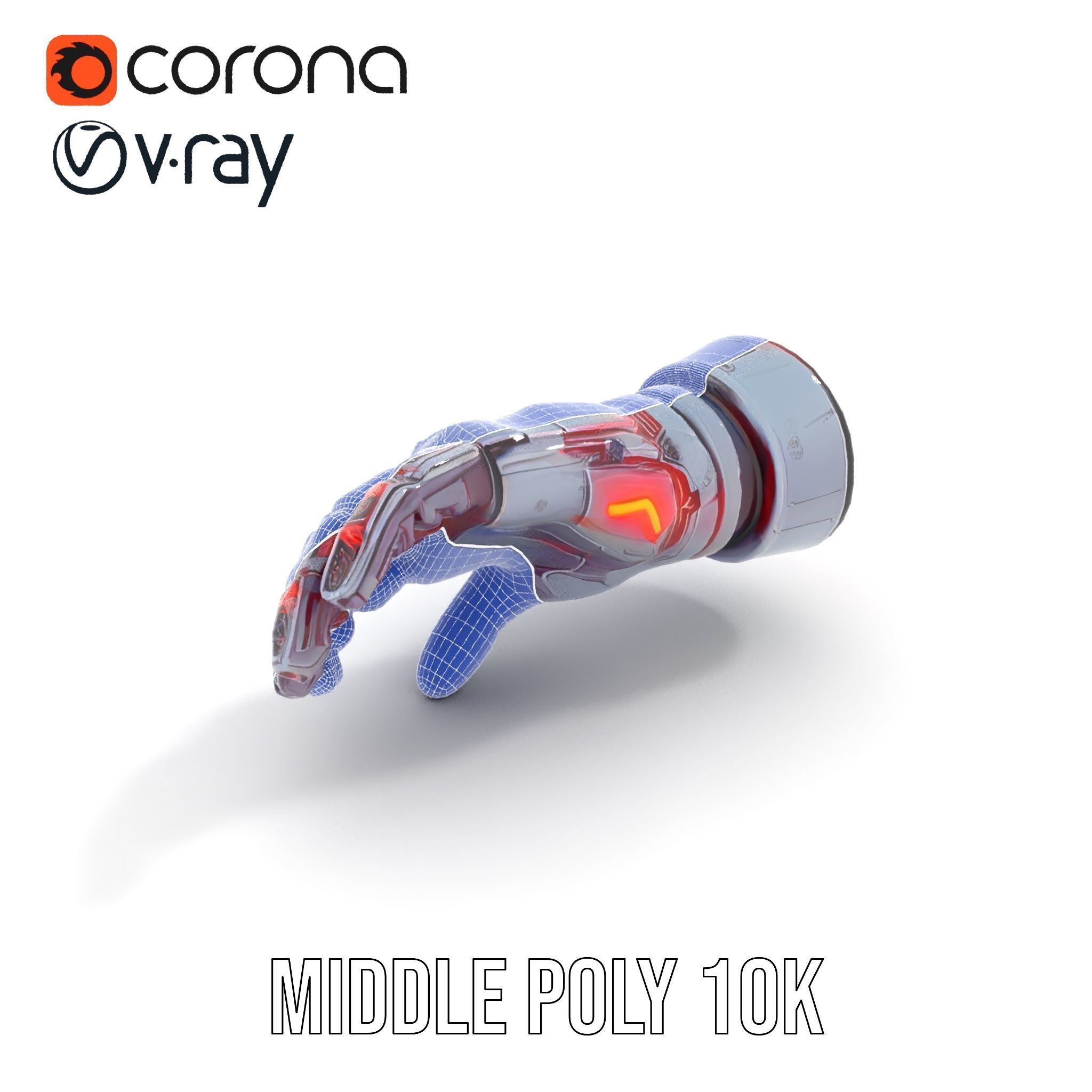 Futuristic Robotic Arm with LED Highlights Model Pack Low-poly 3D model_15