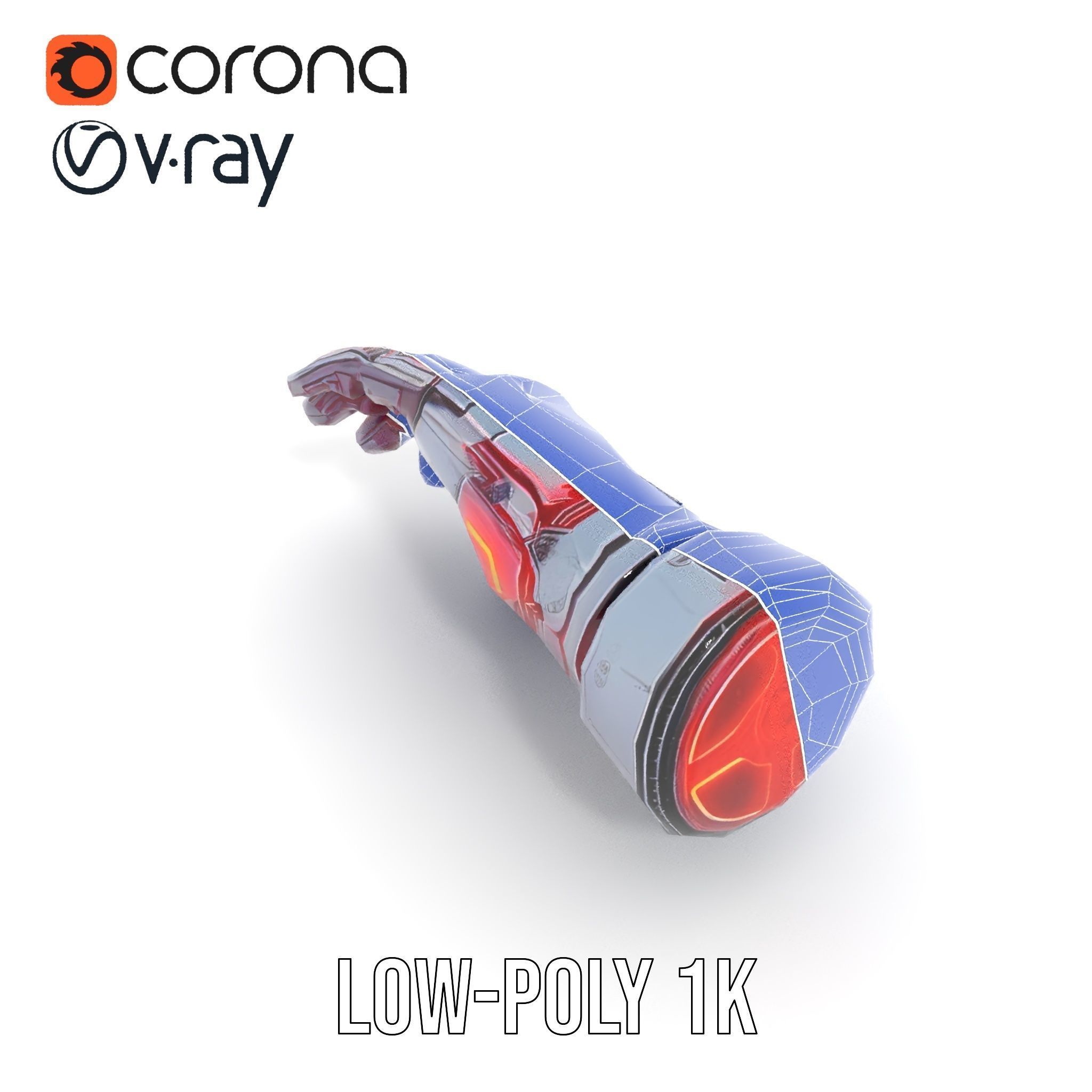 Futuristic Robotic Arm with LED Highlights Model Pack Low-poly 3D model_14