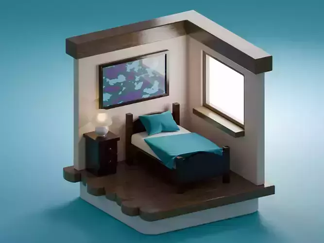 Isometric Bedroom 3d Model