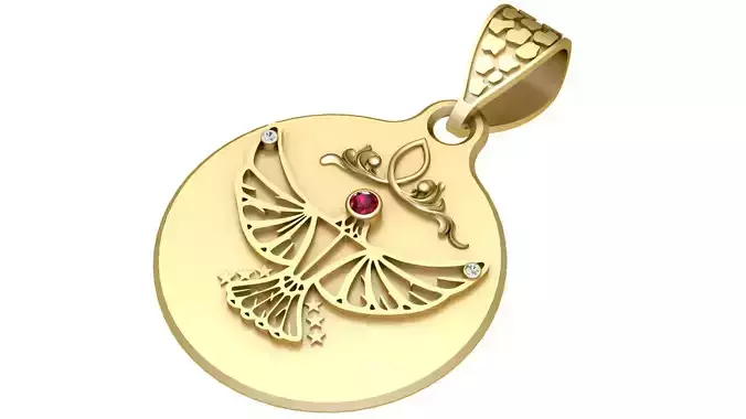 3D GOLD ROUND EGLE PENDANT 
