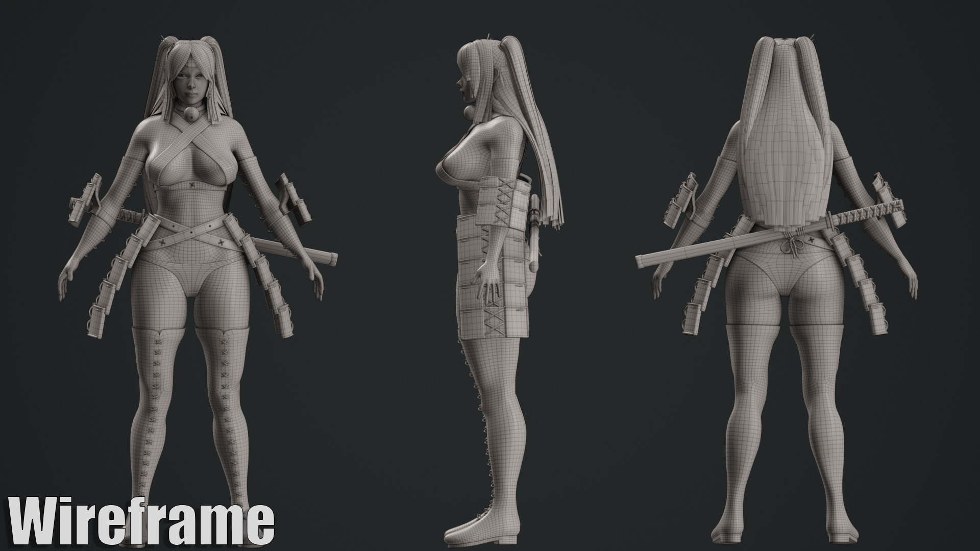 Female Warrior 3D model_4