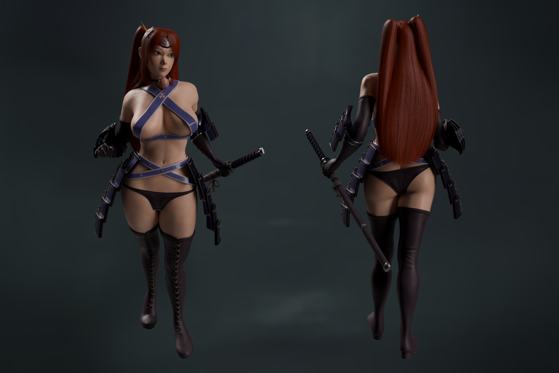 Female Warrior 3D model_5