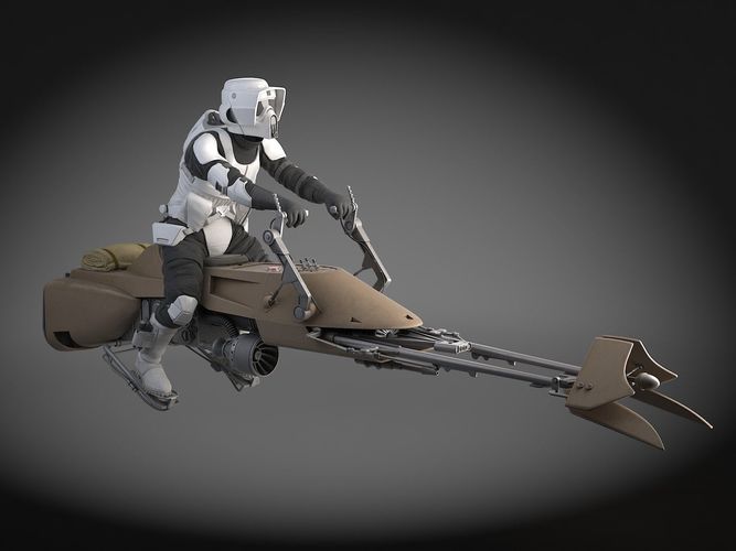 Star Wars Scout trooper with Bike 3D model