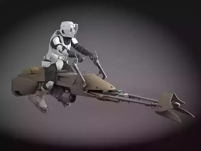 Star Wars Scout trooper with Bike 3D model
