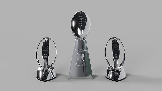 NFL Vince Lombardi AFC Lamar Hunt NFC George S Halas Trophies 3D Model Collection