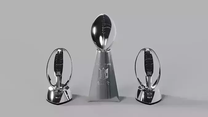 NFL Vince Lombardi AFC Lamar Hunt NFC George S Halas Trophies 3D Model Collection