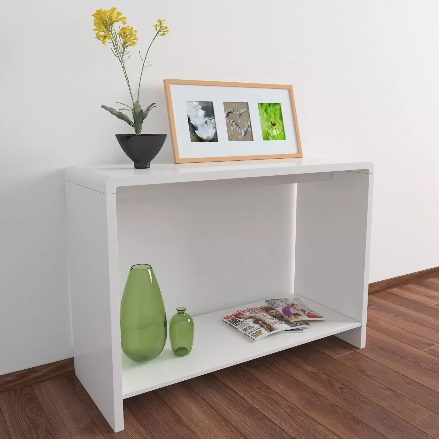 Console with flower and decoration 3D model_0