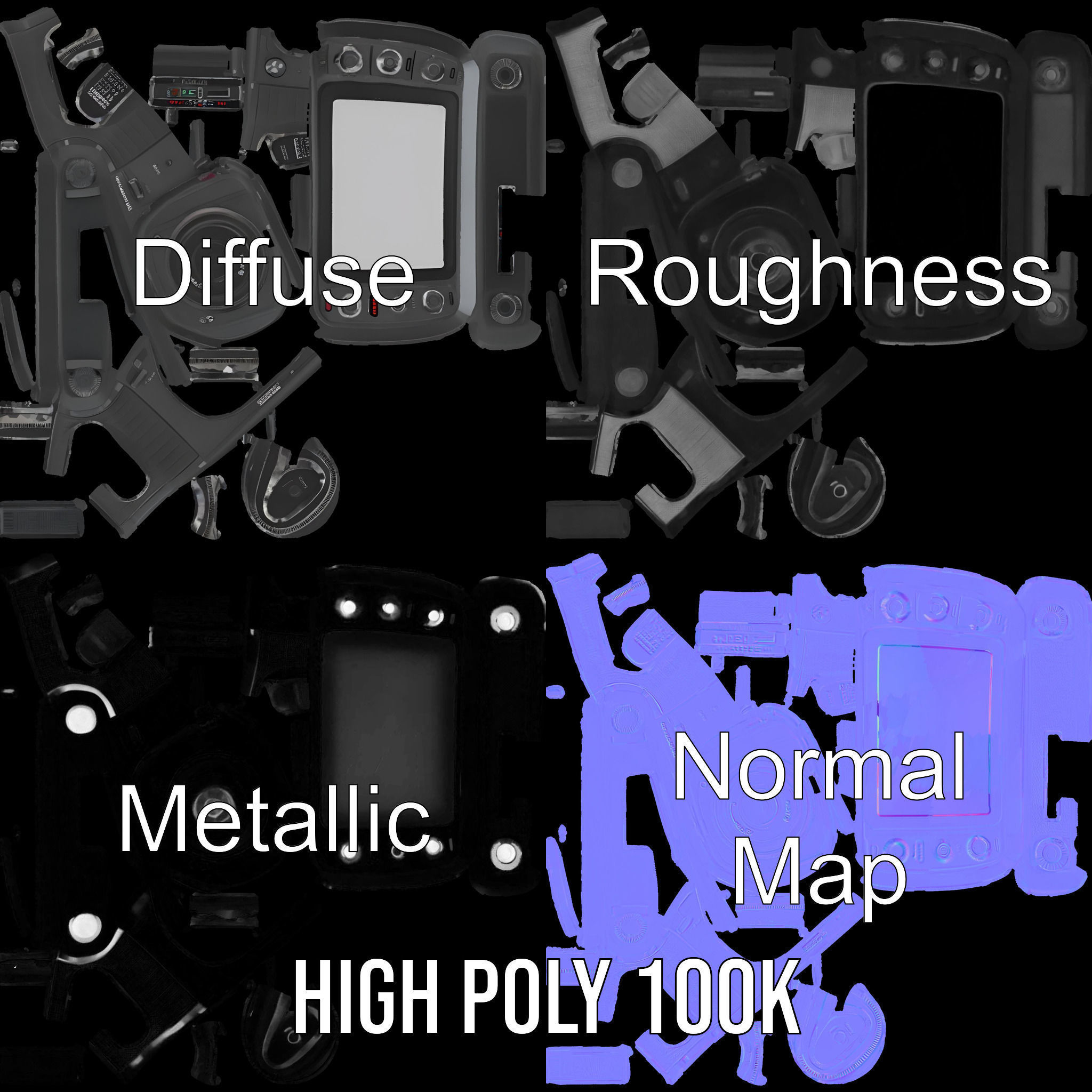 Professional Camera Interface Model Pack Low-poly 3D model_4