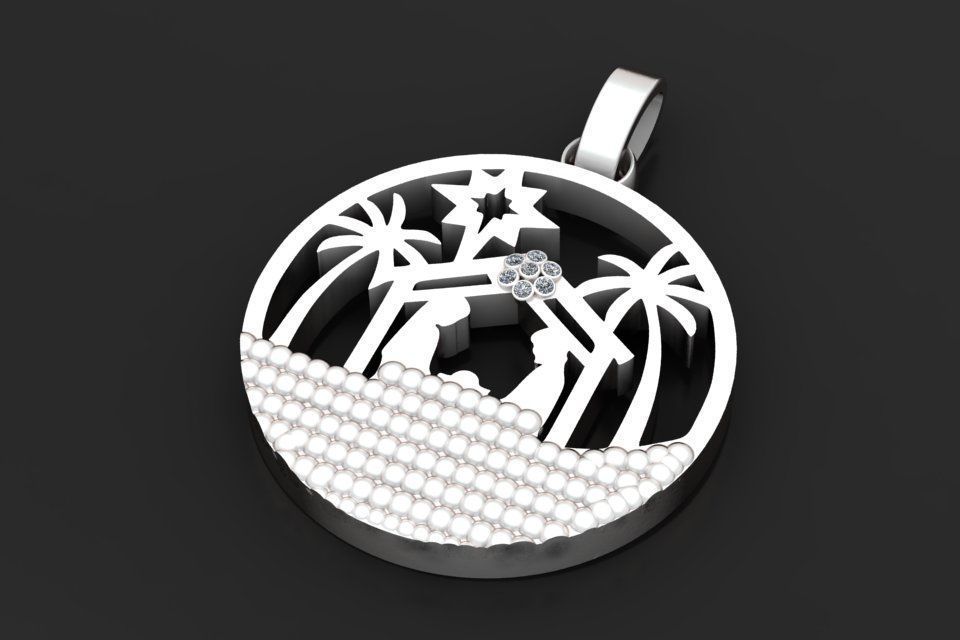 nativity scene pendant  3D printable model  3D print model_2