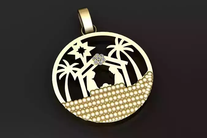 nativity scene pendant  3D printable model  3D print model
