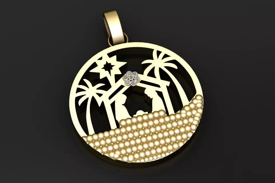 nativity scene pendant  3D printable model  3D print model_0