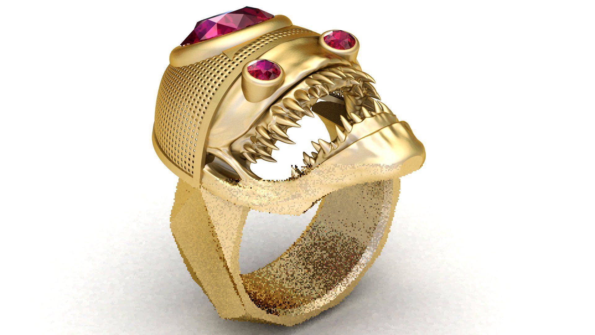 SKULL FACES RING  3D print model_2