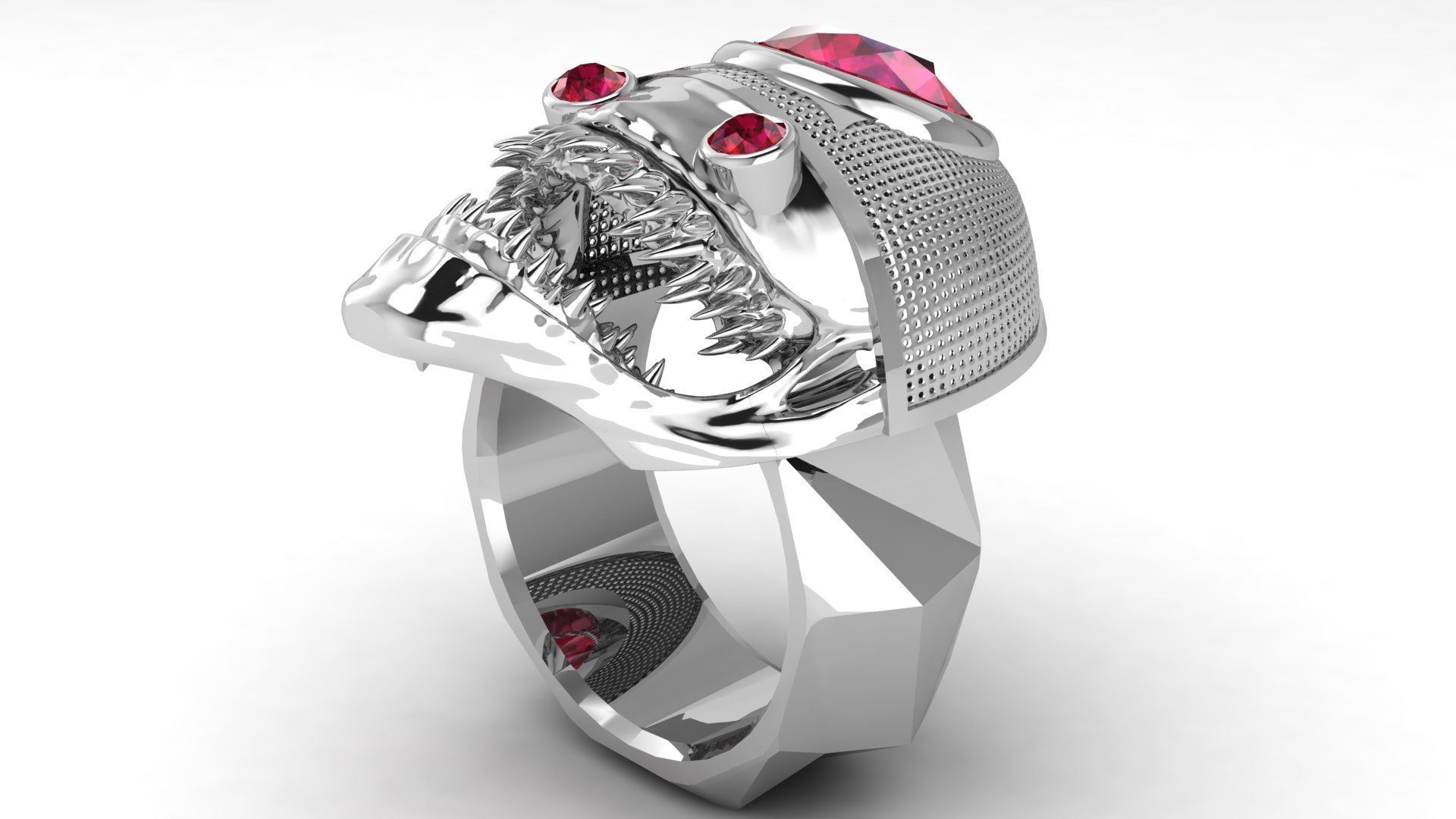 SKULL FACES RING  3D print model_1