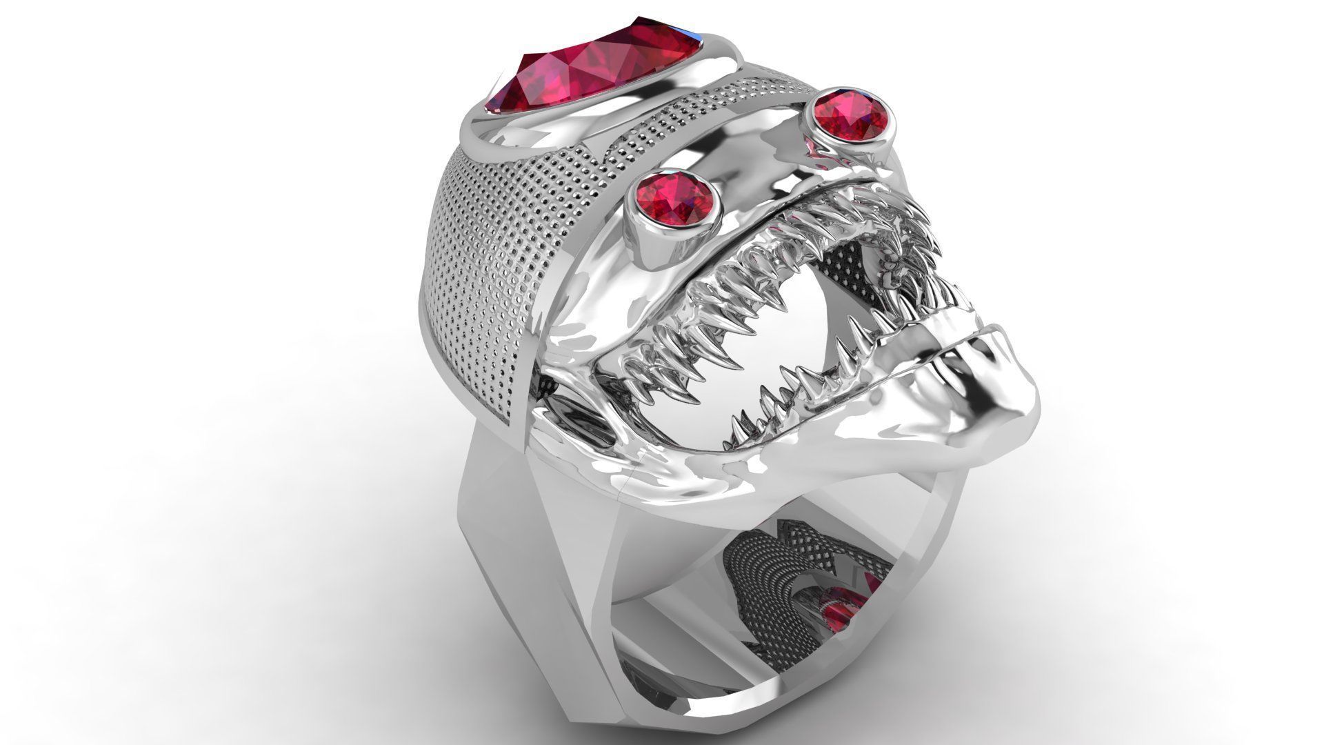 SKULL FACES RING  3D print model_3