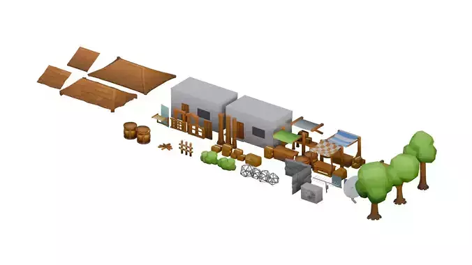 Village Asset Pack  Game Ready  Low Poly