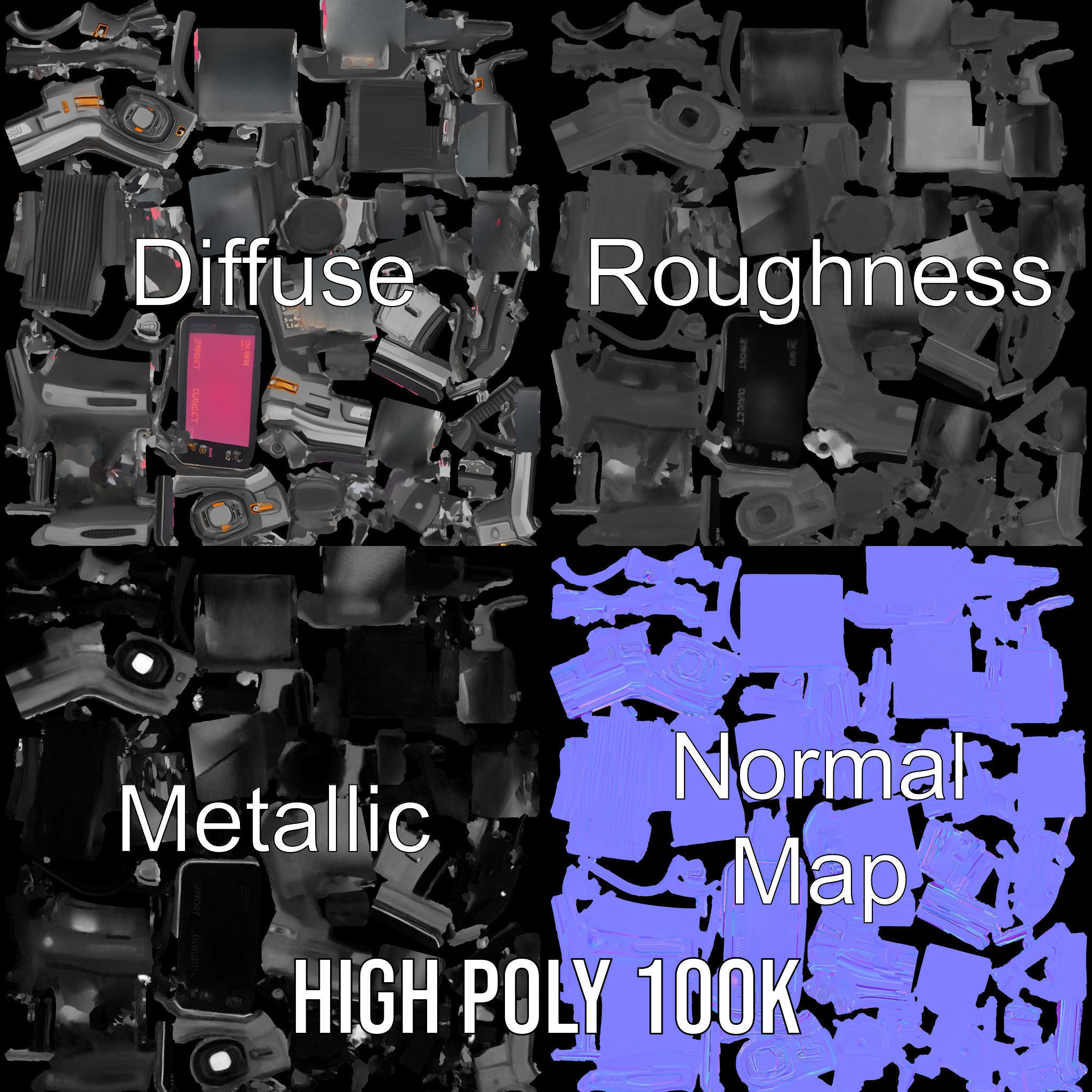 Futuristic Wrist Device model pack Low-poly 3D model_4