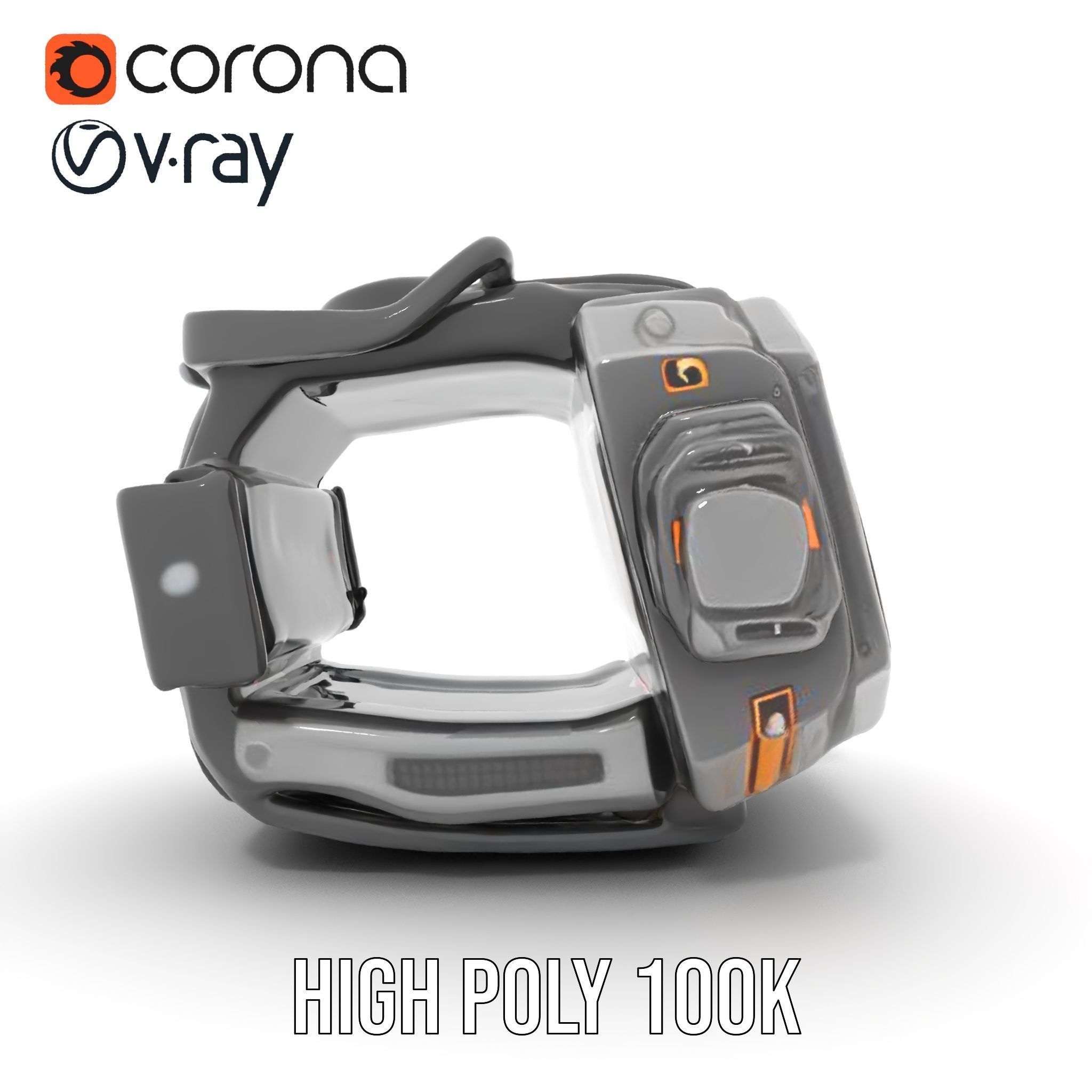 Futuristic Wrist Device model pack Low-poly 3D model_24