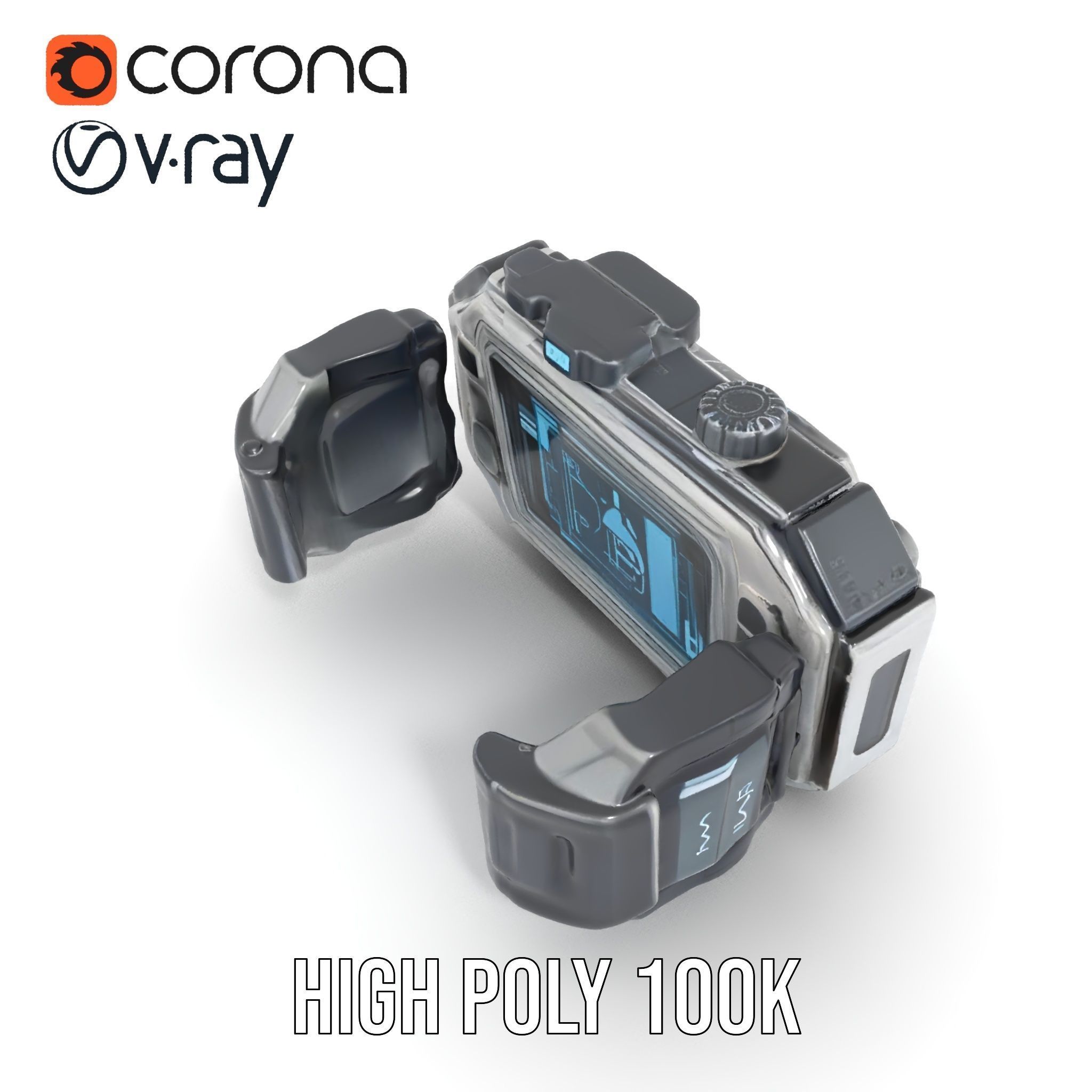 Futuristic Wearable Device Model Pack SciFi Concept Low-poly 3D model_21
