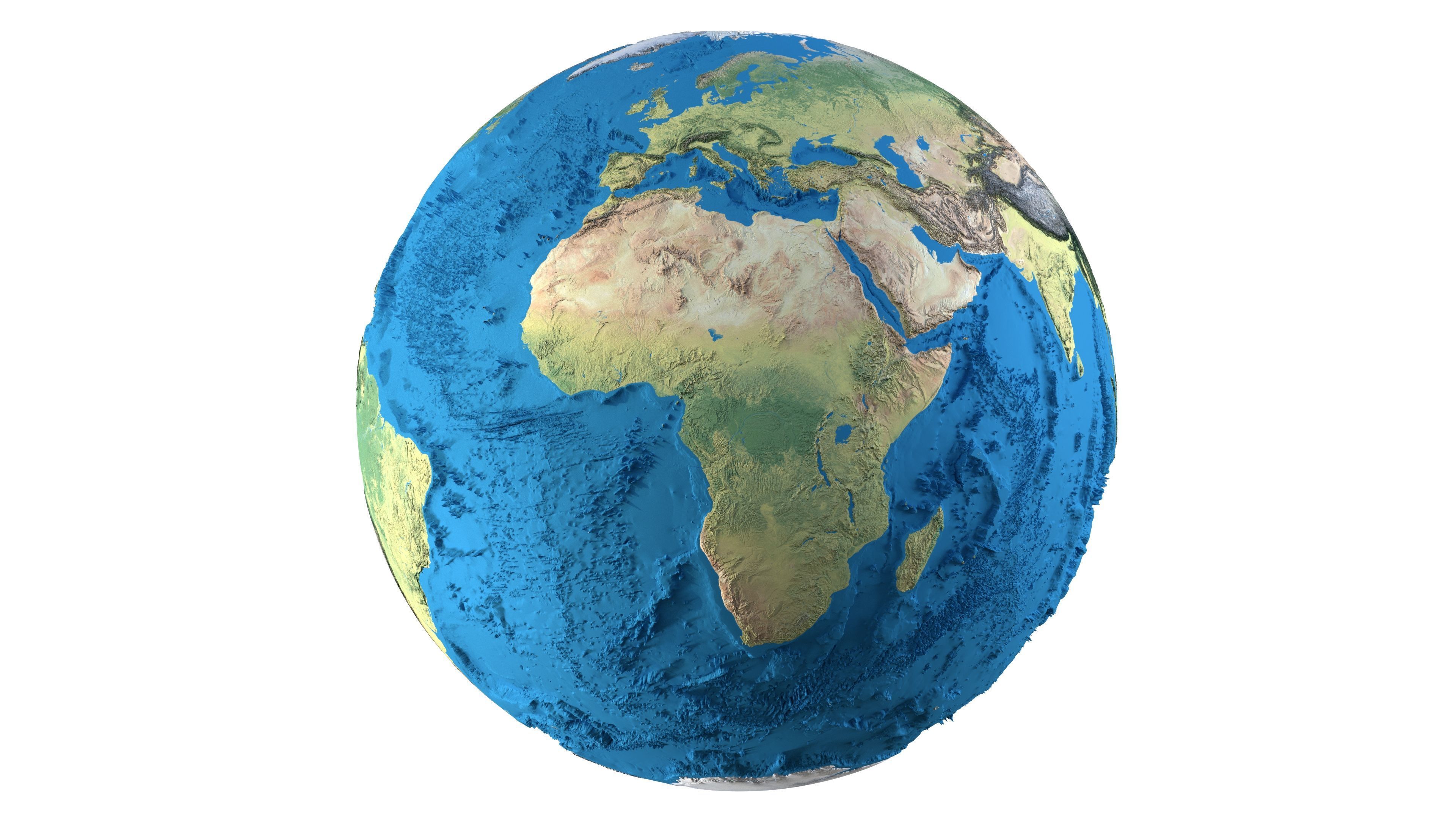 Earth Physical Map Globe  Low-poly 3D model_2