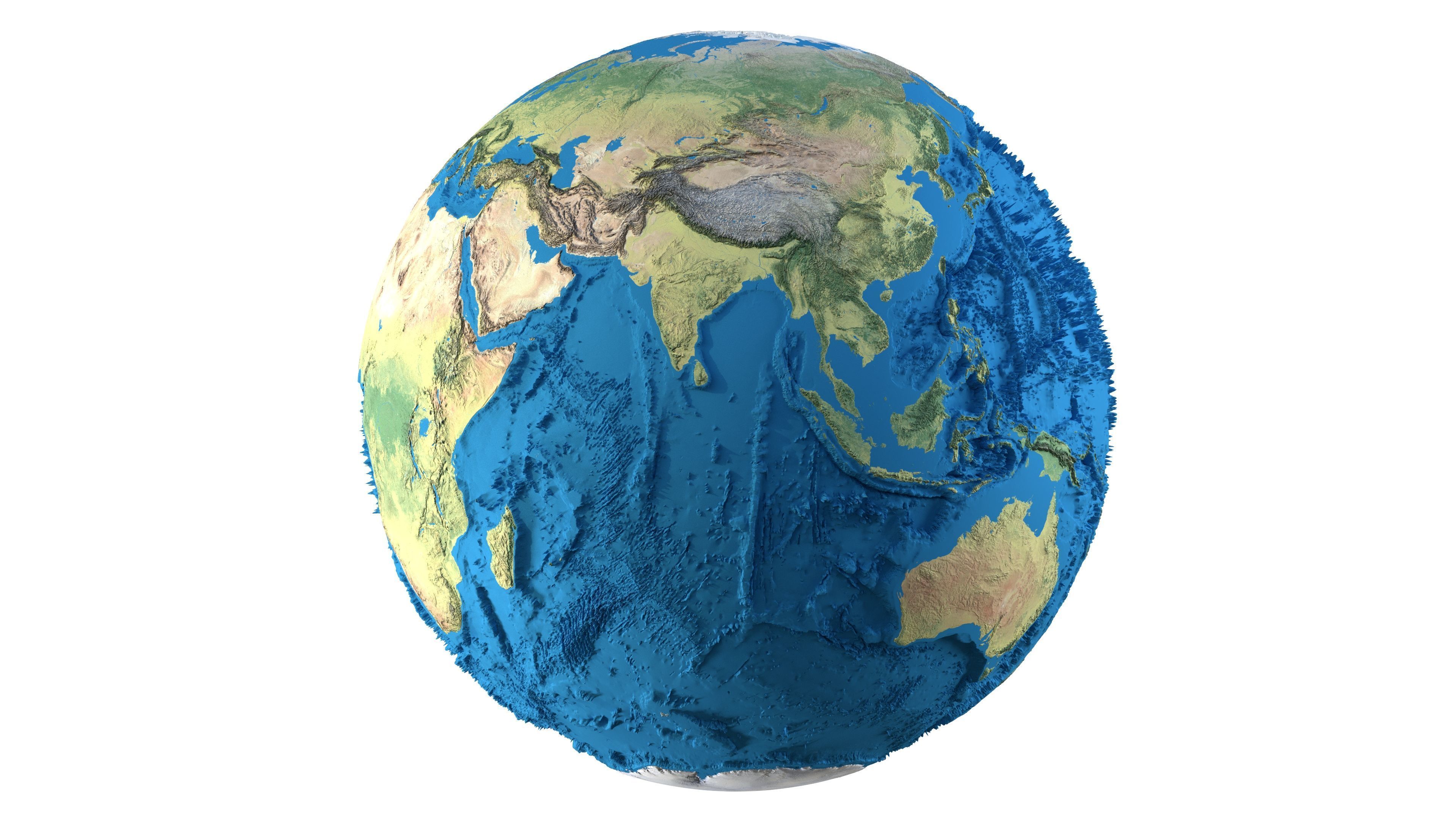 Earth Physical Map Globe  Low-poly 3D model_3