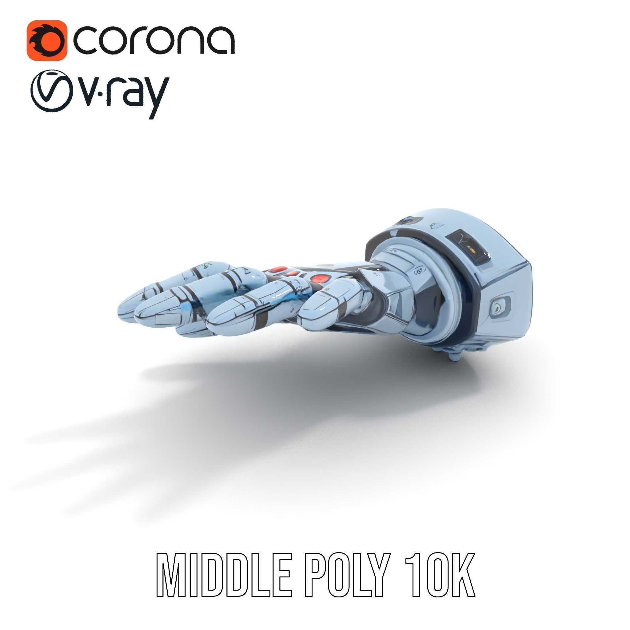 Robotic Hand Model Pack for SciFi and Futuristic Applications Low-poly 3D model_7