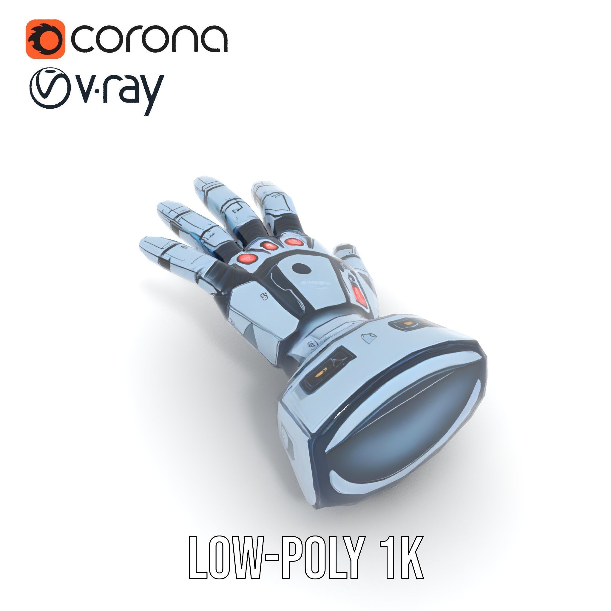 Robotic Hand Model Pack for SciFi and Futuristic Applications Low-poly 3D model_13