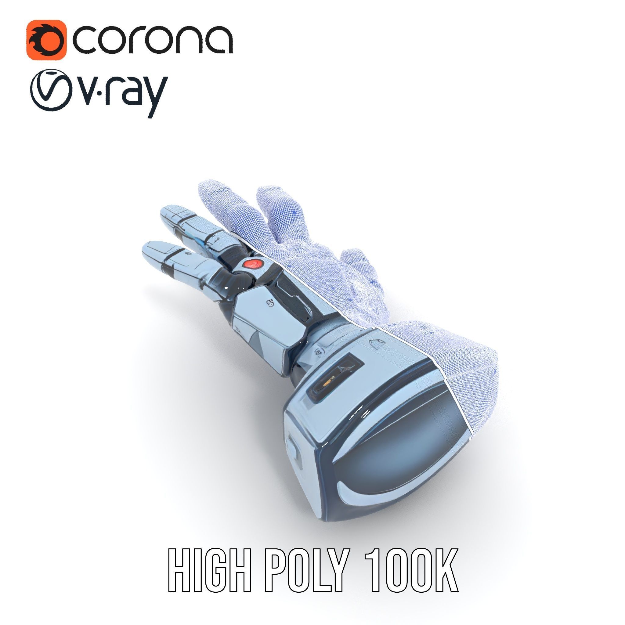 Robotic Hand Model Pack for SciFi and Futuristic Applications Low-poly 3D model_32