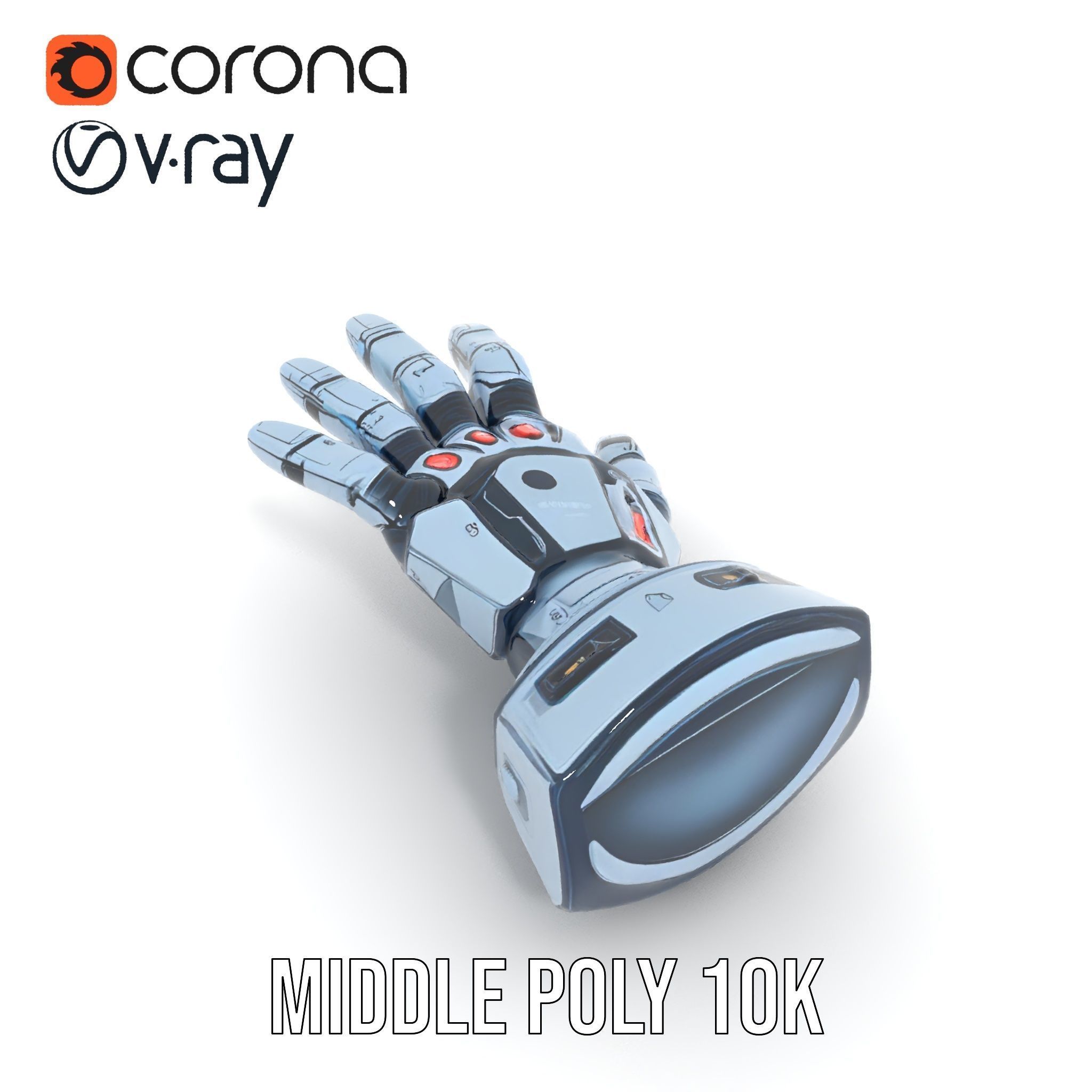Robotic Hand Model Pack for SciFi and Futuristic Applications Low-poly 3D model_16