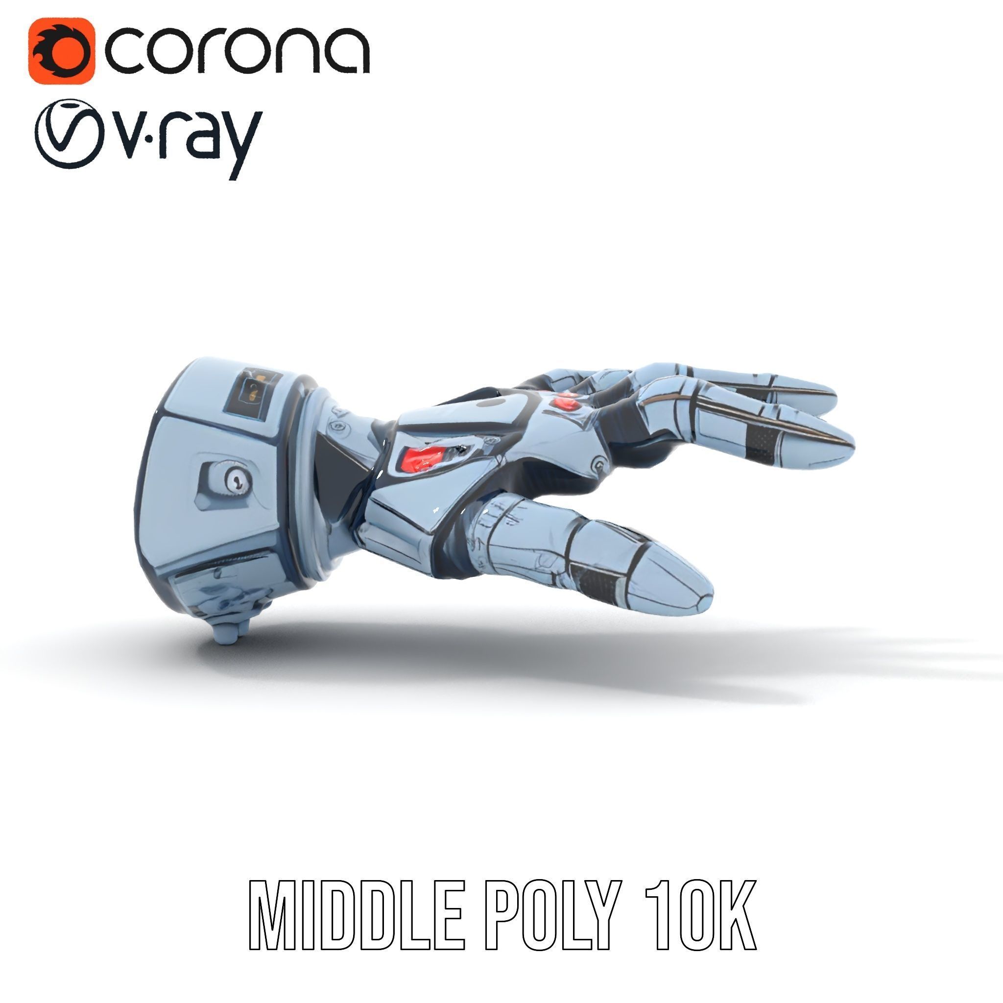 Robotic Hand Model Pack for SciFi and Futuristic Applications Low-poly 3D model_6