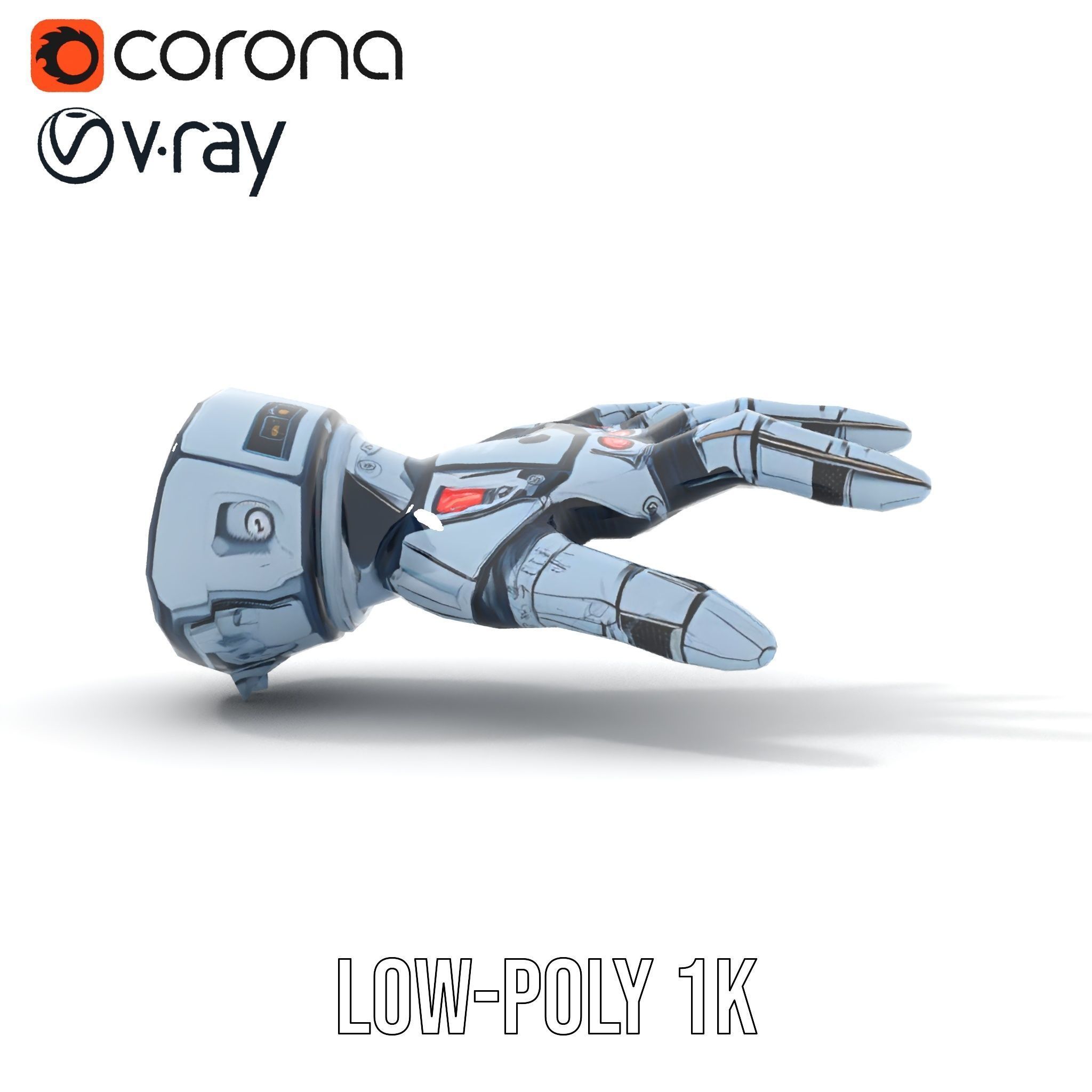 Robotic Hand Model Pack for SciFi and Futuristic Applications Low-poly 3D model_10