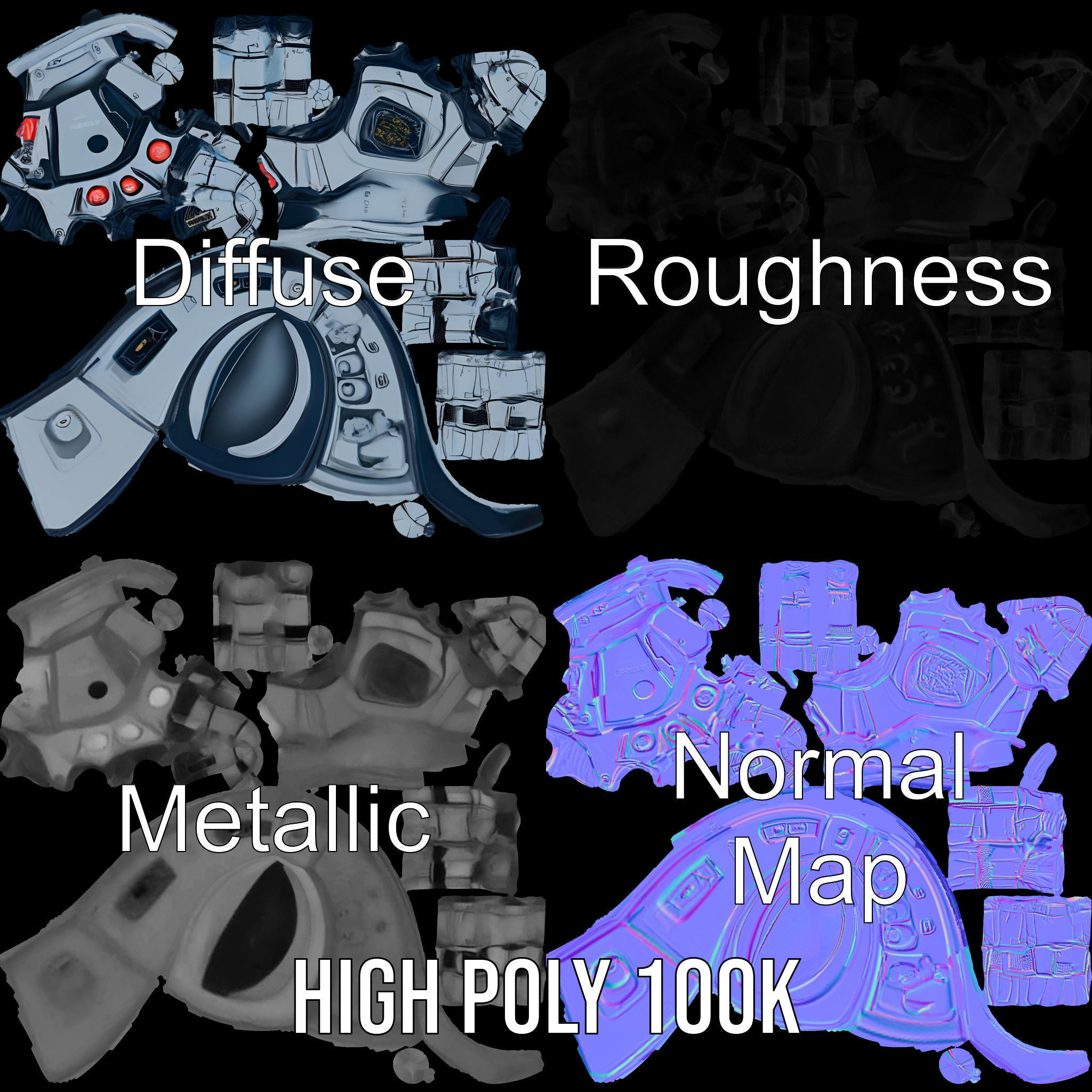 Robotic Hand Model Pack for SciFi and Futuristic Applications Low-poly 3D model_4