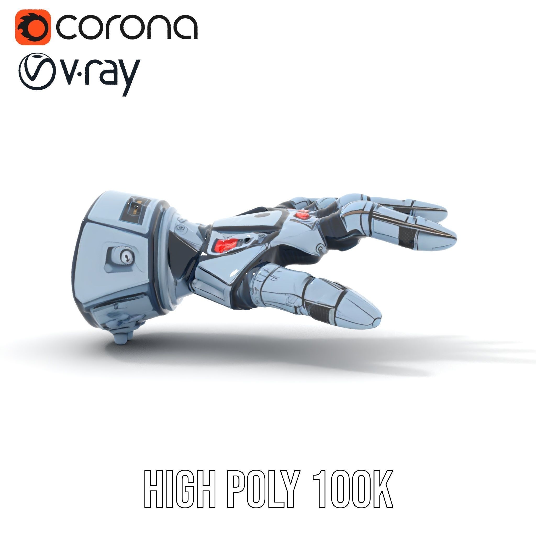 Robotic Hand Model Pack for SciFi and Futuristic Applications Low-poly 3D model_29