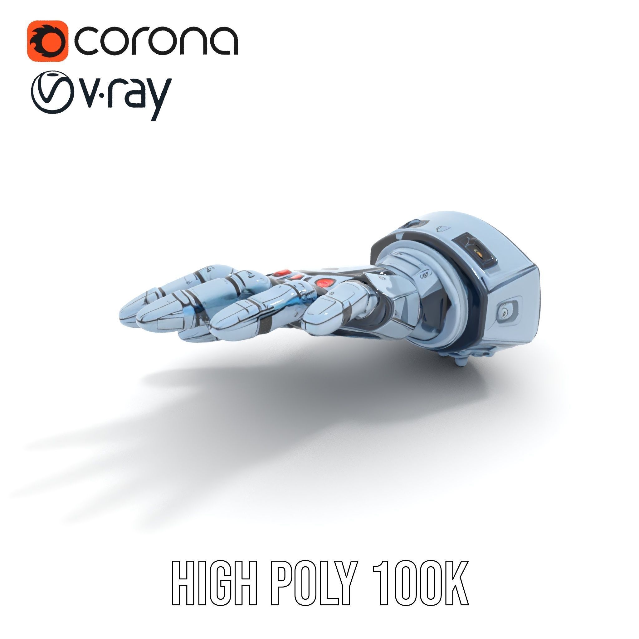 Robotic Hand Model Pack for SciFi and Futuristic Applications Low-poly 3D model_18