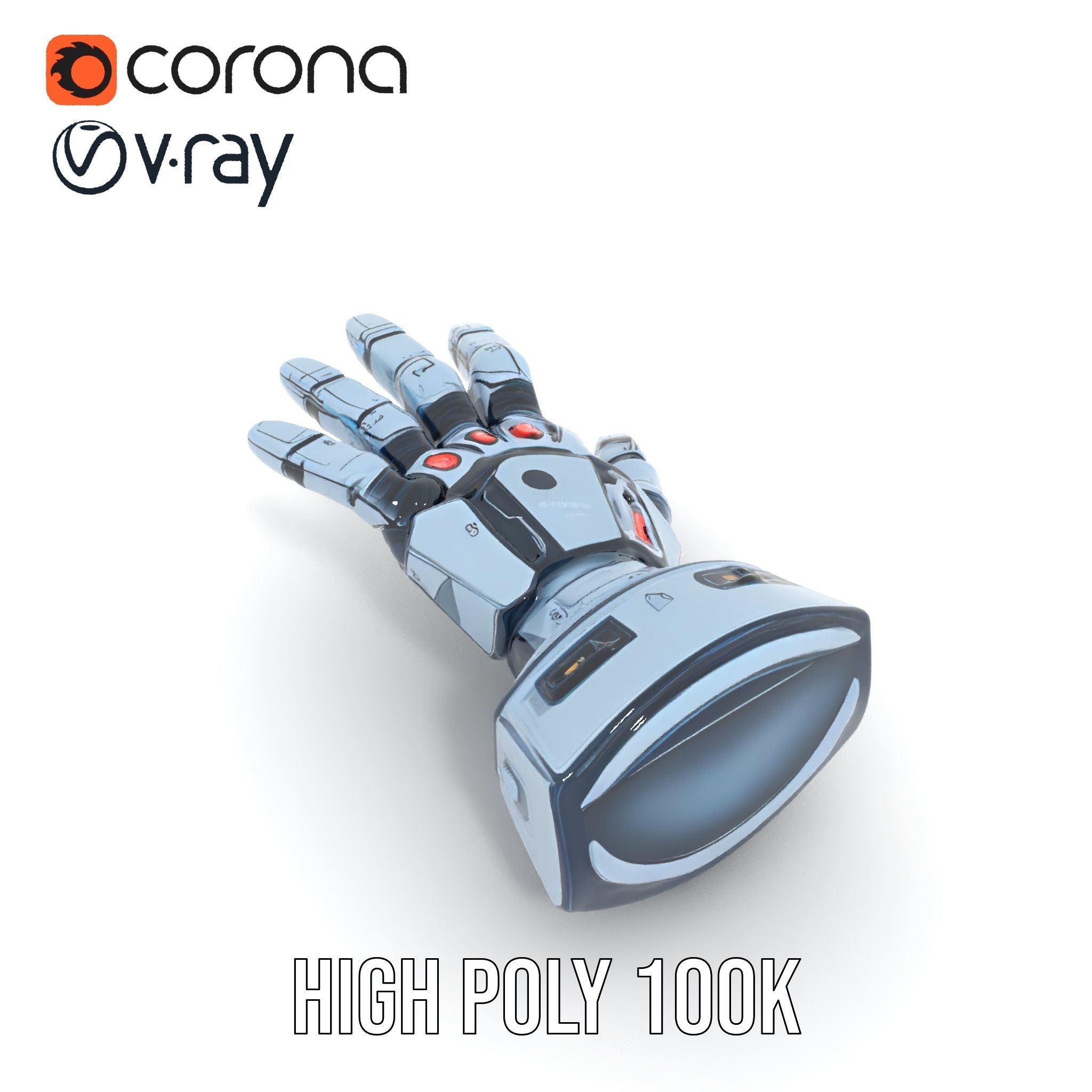 Robotic Hand Model Pack for SciFi and Futuristic Applications Low-poly 3D model_26