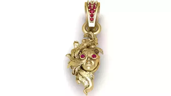 LADIES FACES GOLD PENDANT 