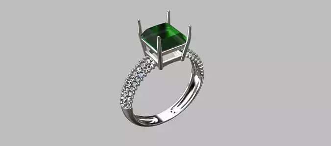 7mm Square Gemstone Ring 3D print model