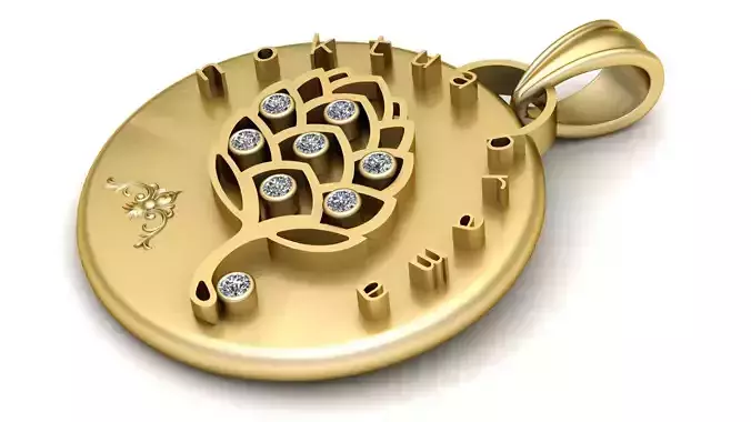 3D ROUND GOLD PENDANT 