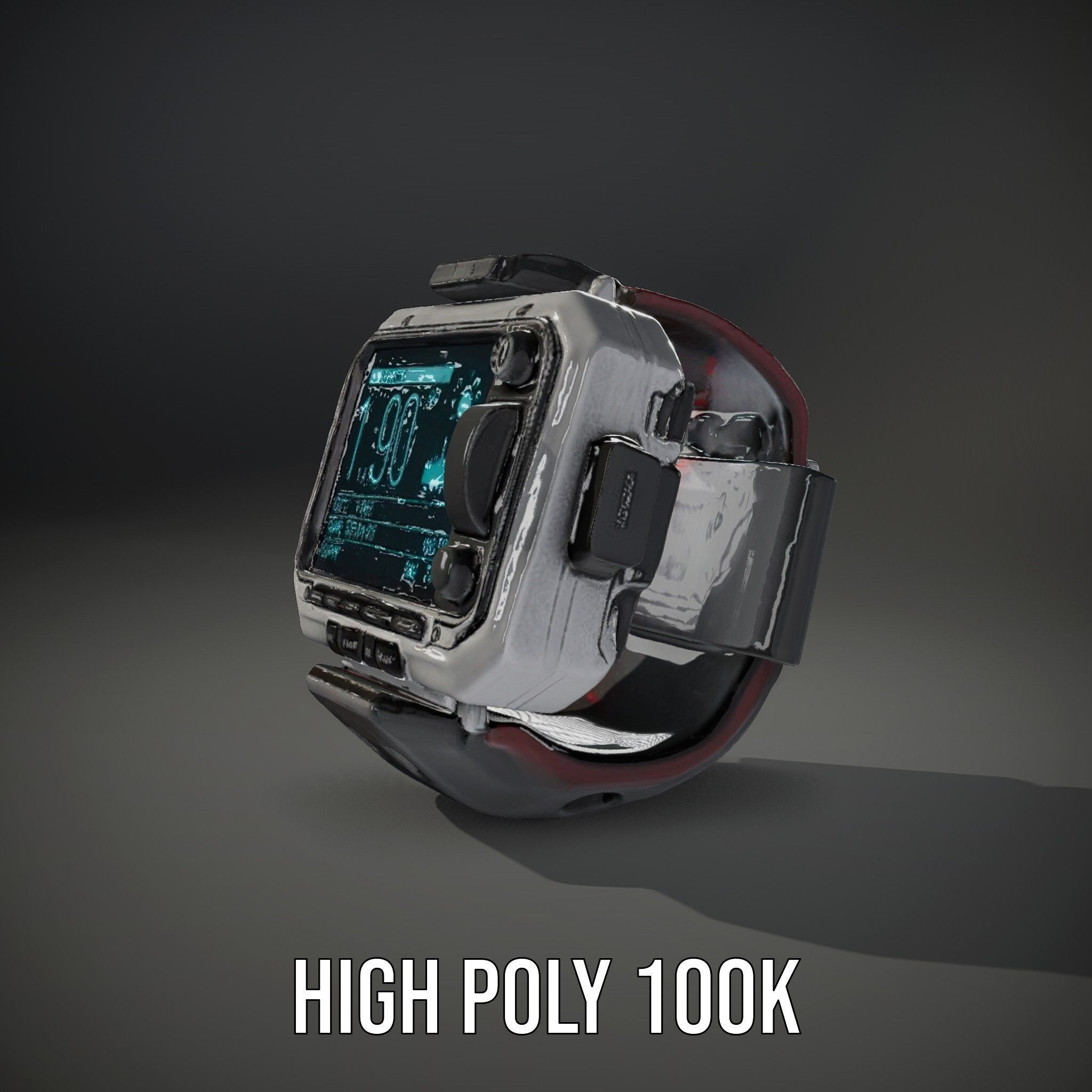 Futuristic Dive Computer Watch Model Pack Low-poly 3D model_30