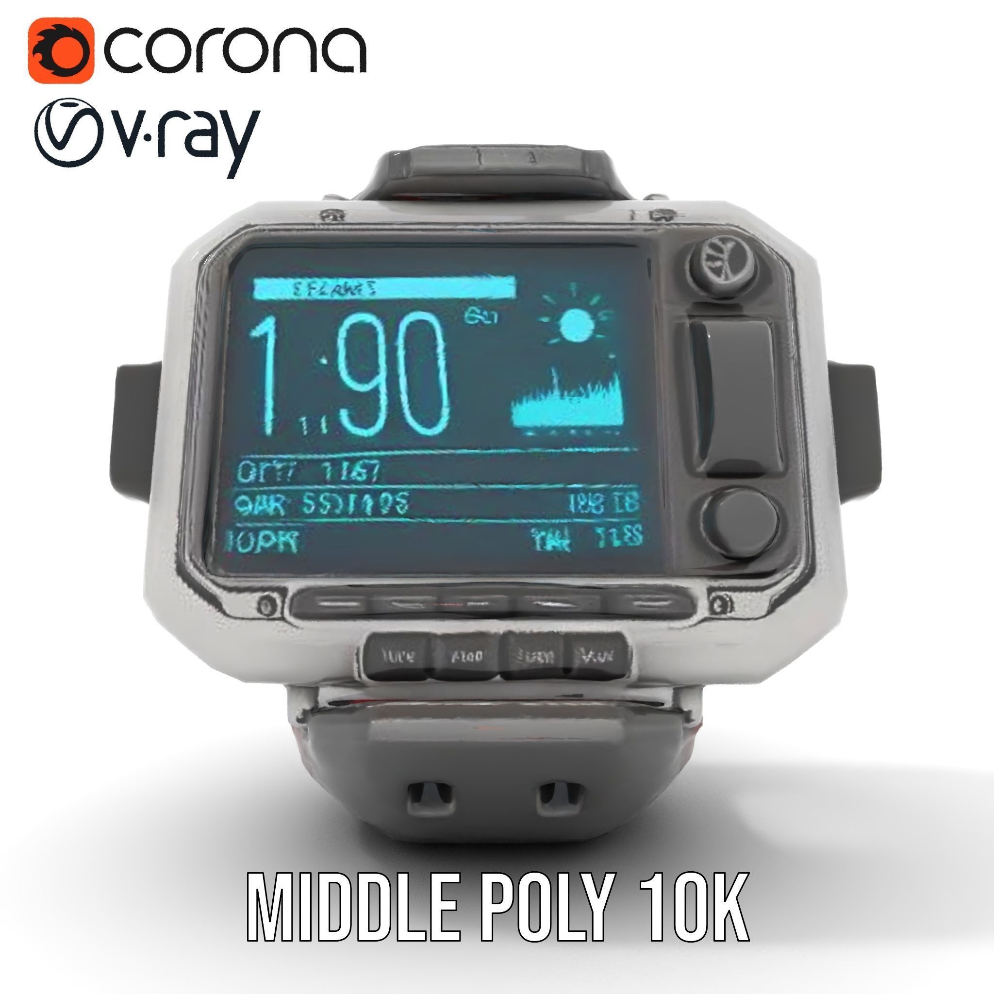 Futuristic Dive Computer Watch Model Pack Low-poly 3D model_16