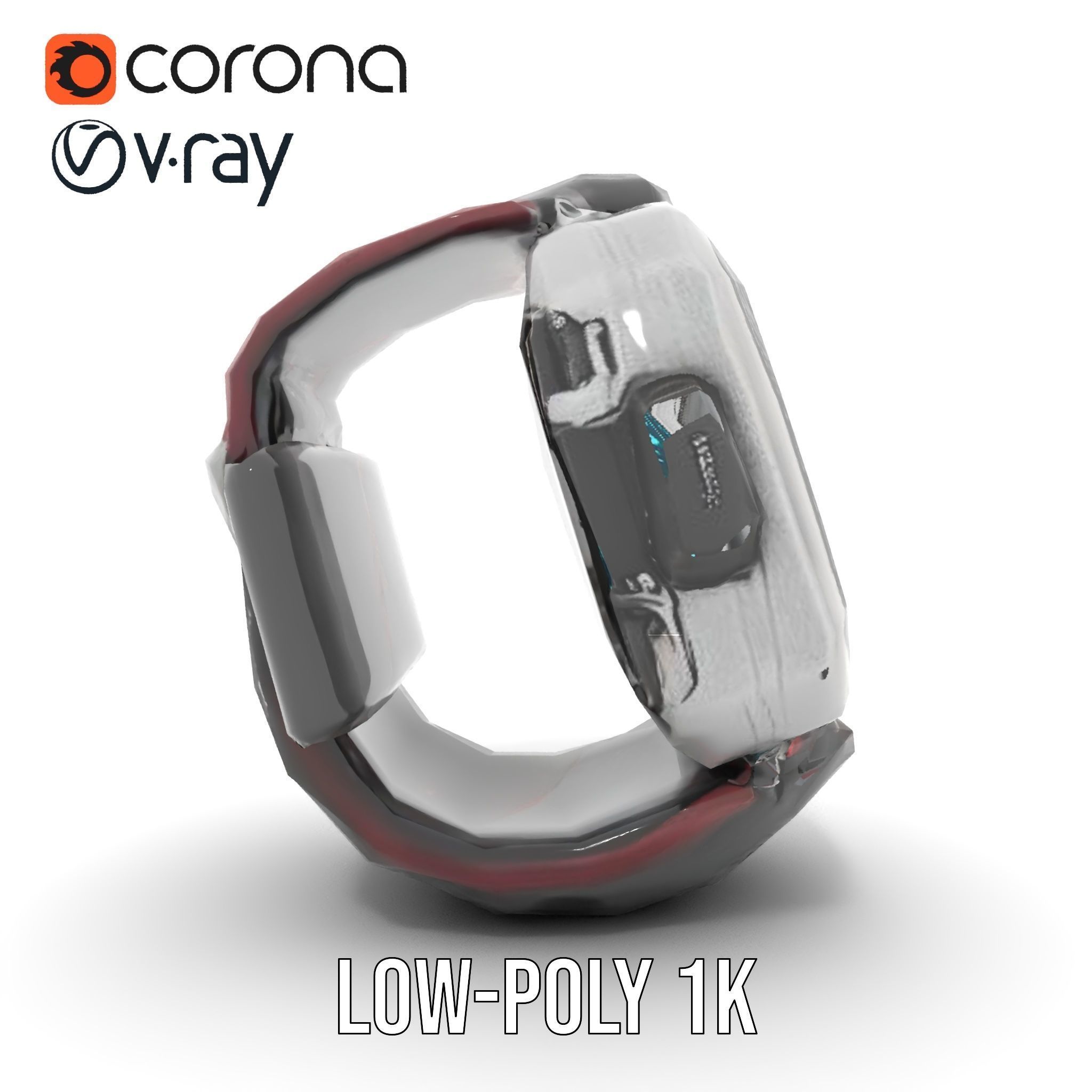 Futuristic Dive Computer Watch Model Pack Low-poly 3D model_8